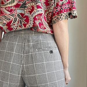 vintage des années 80 tartan à carreaux rayonne mélange noir crème taille 6
