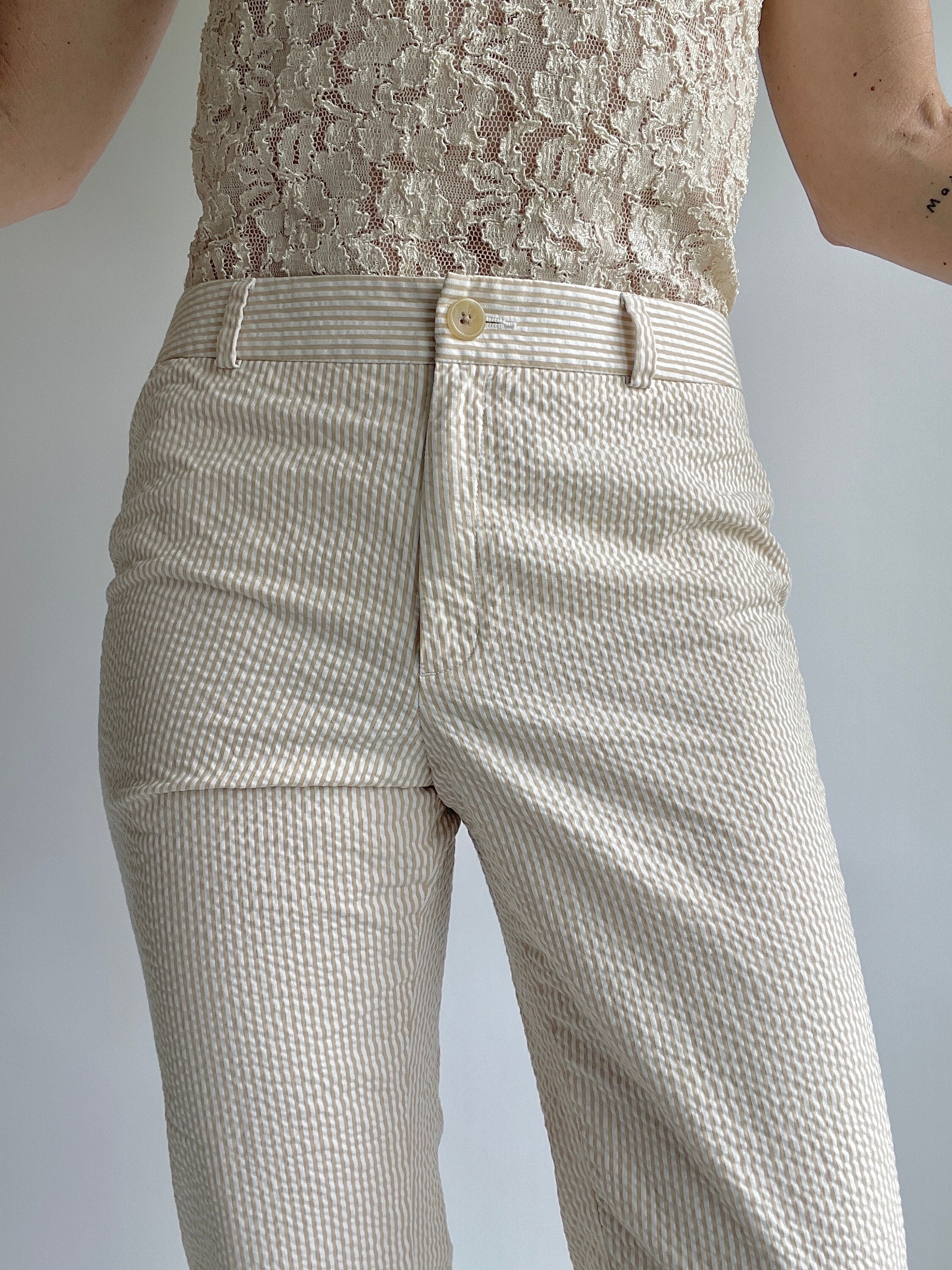 Vintage Classic Banana Republic Pinstripe Seersucker Mid