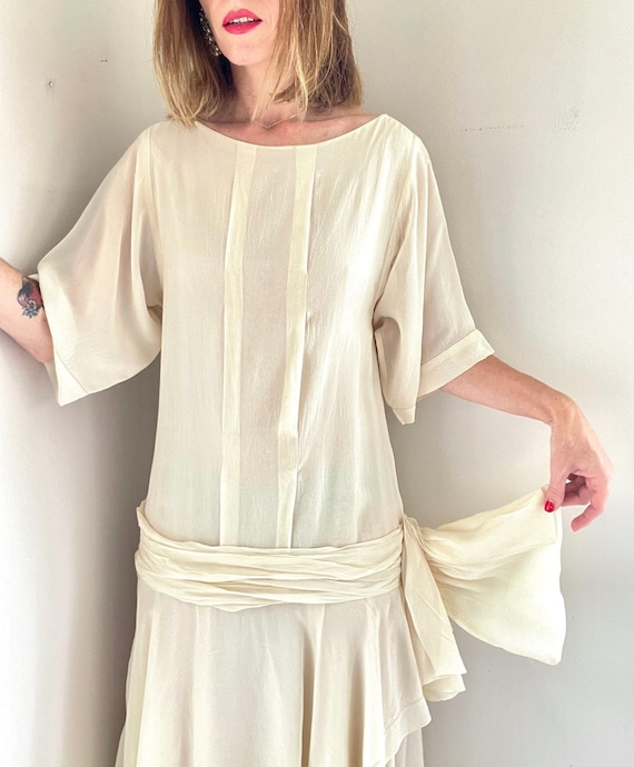 Vintage 80s Off White 20s Style NICOLE MILLER Ray… - image 1