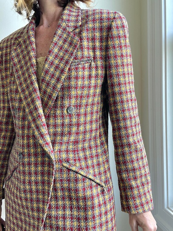 Vintage 80s Anne Klein II Multicolor Wool Plaid Bl