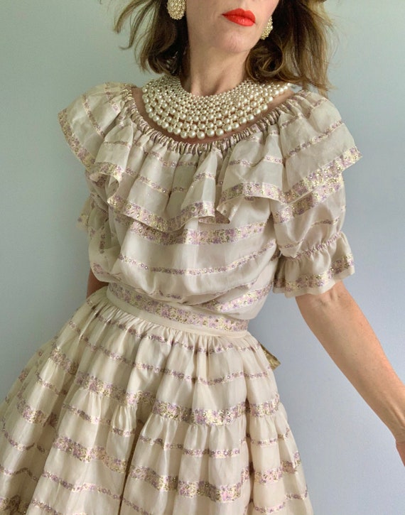 Vintage 60s ADOLFO for SAKS 5TH AVENUE Ruffles Blo