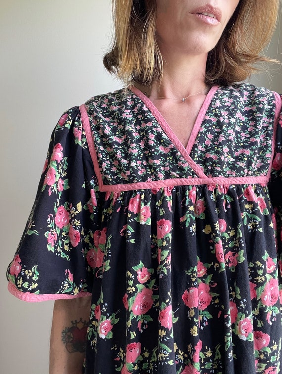Vintage 90s Multi Rose Print Cotton House Dress Size M