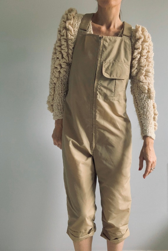 Vintage Light Green Olive Overall Knee Length Nylo