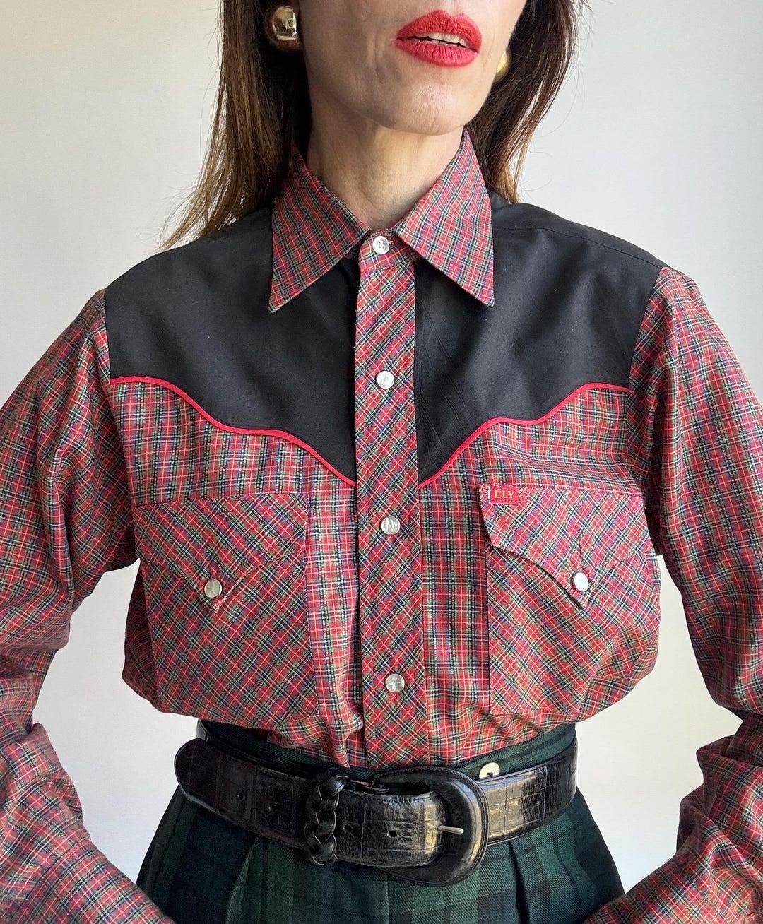 Western Printed Collar Snap Button Shirt