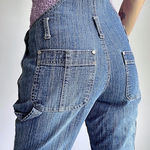 Vintage Denim Cropped Flared Overalls Carpenter Style Size 7