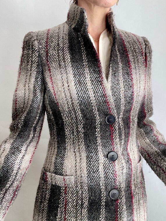 Buy Vintage Y2K Emporio Armani High Neck Gray Coat/ Wool Mohair 