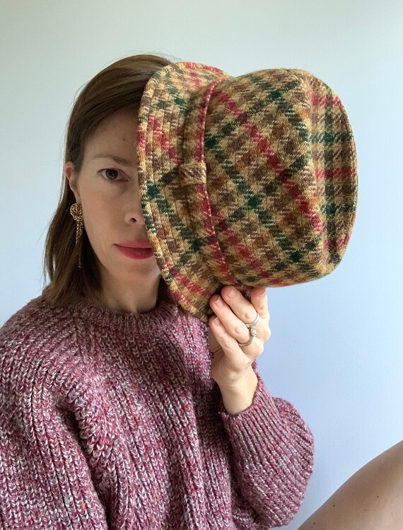 Vintage 60s Plaid Wool Hat Unisex Made in England - image 2