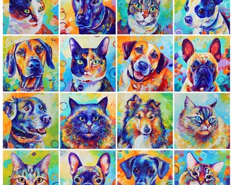 colorful animal art etsy