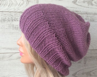 Knit hat slouchy knit hat women hat winter hat chunky knit hat womens hat knit beanie