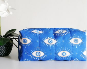 Bohemian Blue Lucky Eye Makeup Bag Large Cosmetic Bag Toiletry Bag Women Large Cosmetic Bag Makeup Organizer