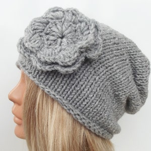 Hat, womens hat, hat, knit hat, slouchy hat, knit beret, pompom hat, chunky knit hat, knit slouchy hat beret Many Colors