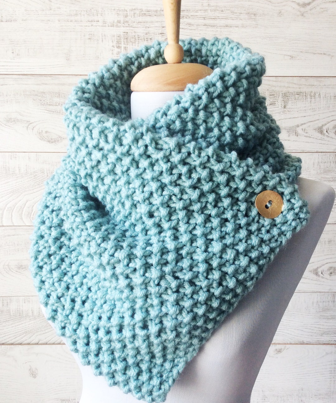 Chunky Knit Infinity Scarf Boston Cowl Button Knit Scarf - Etsy