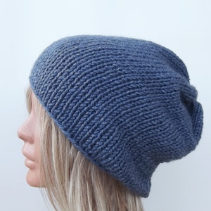 Knit hat, womens hat, slouch hat, knit slouchy hat, knit beret, pompom hat, chunky knit hat, knit slouchy hat beret