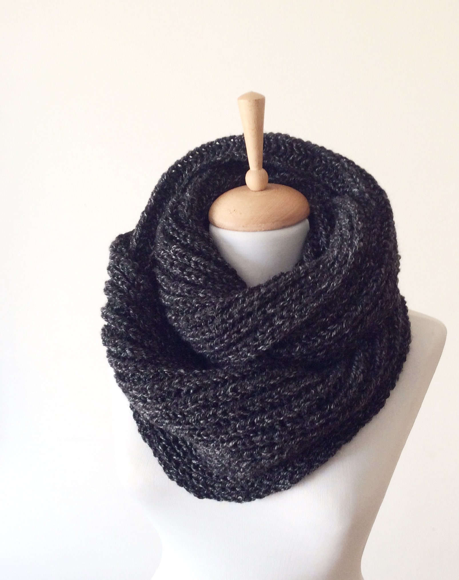 Black Scarf Men Knit Scarf Chunky Knit Scarf Gifts for Him Etsy