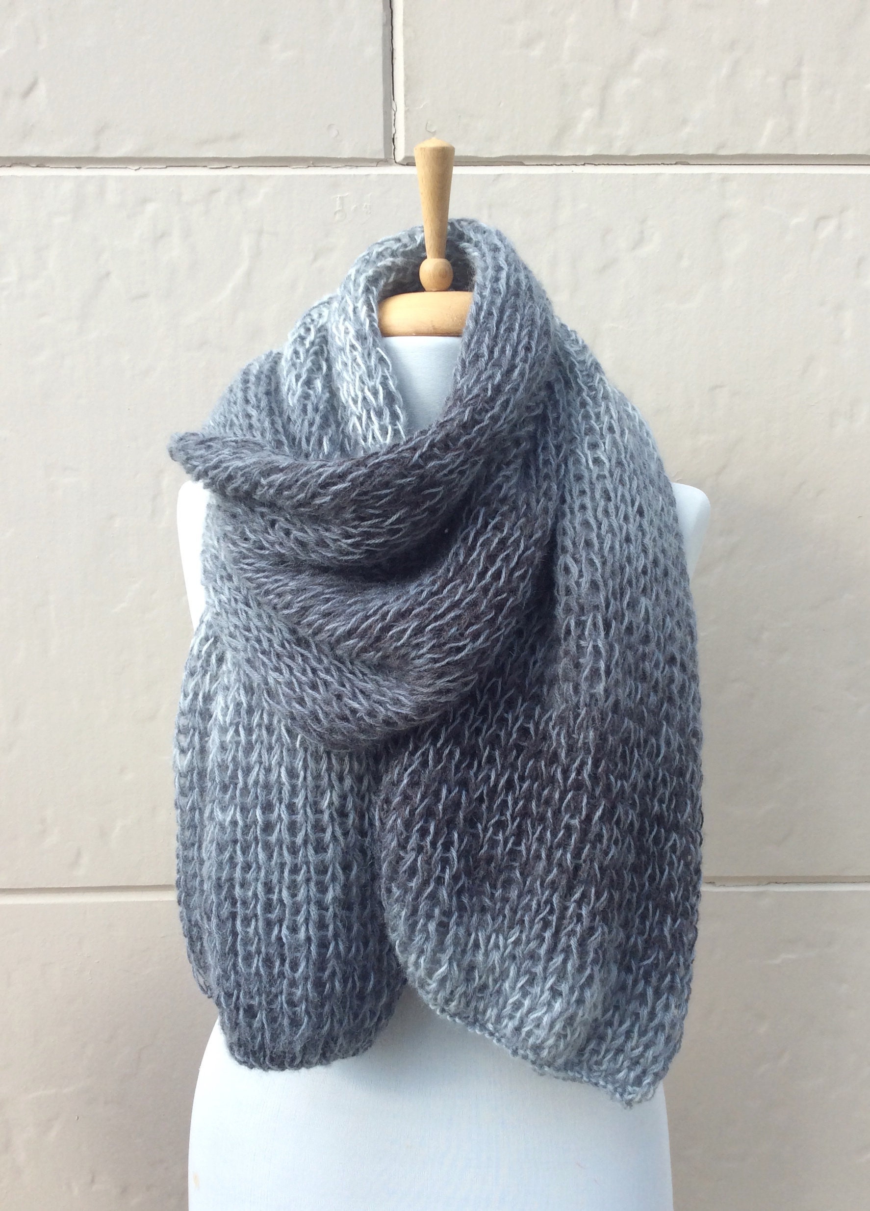 Luxury Angora Wool Infinity Scarf Knit Scarf Oversized