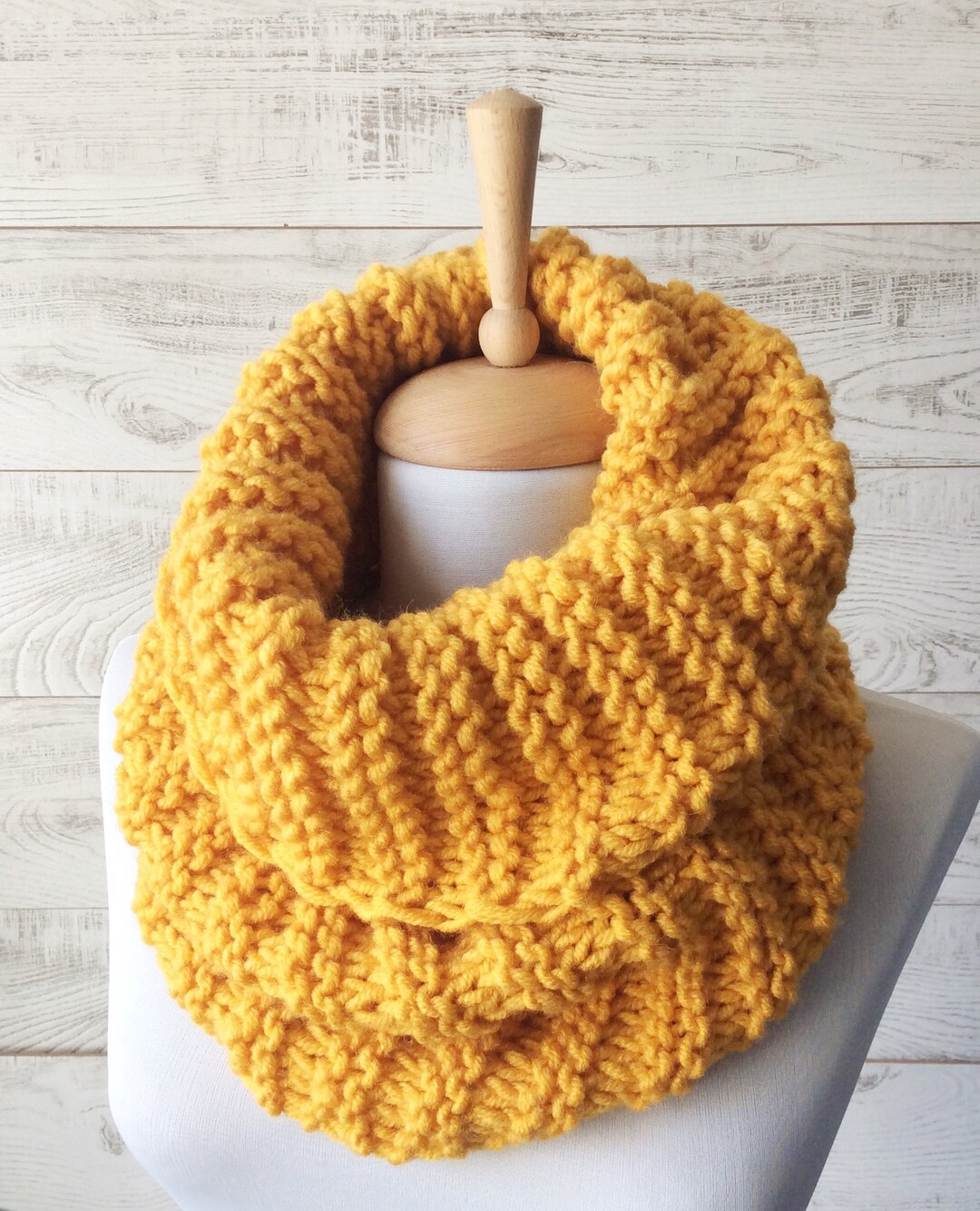 Knit Infinity Scarf Mustard Knit Scarf Winter Scarf Knit Cowl Chunky ...