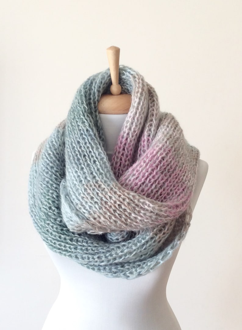 Hand Knit Angora Wool Scarf: Extra Wide Chunky Knit - Etsy