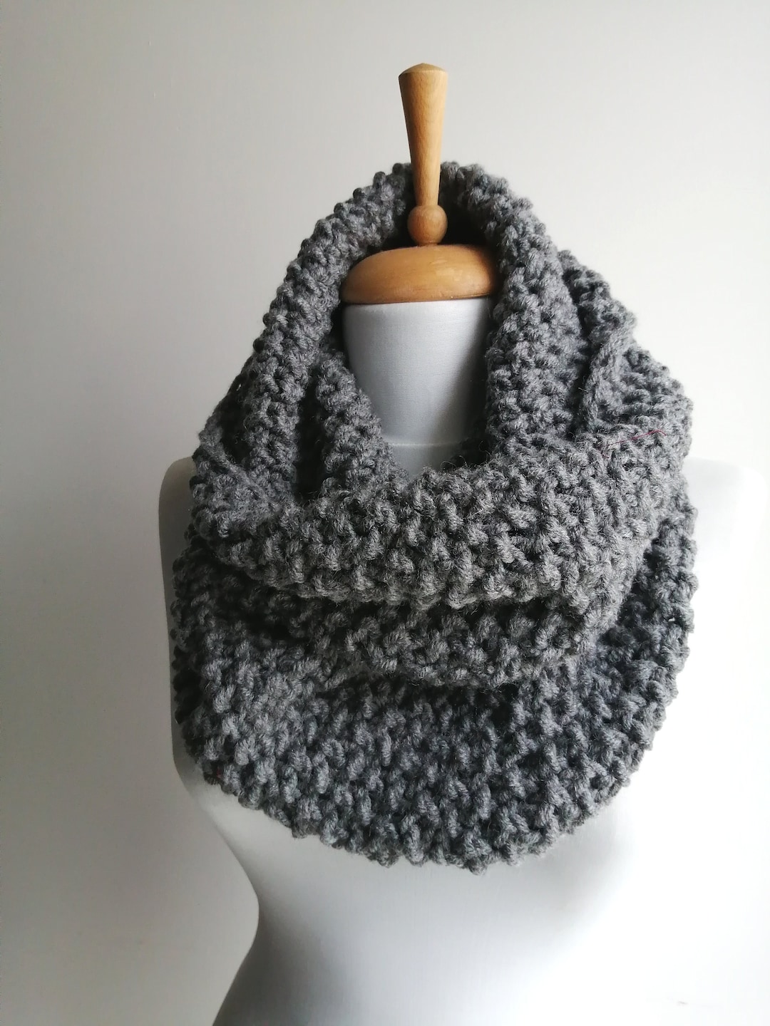 Chunky Gray Scarf Winter Scarf Cowl Mens Scarf Knit Infinity Scarf ...