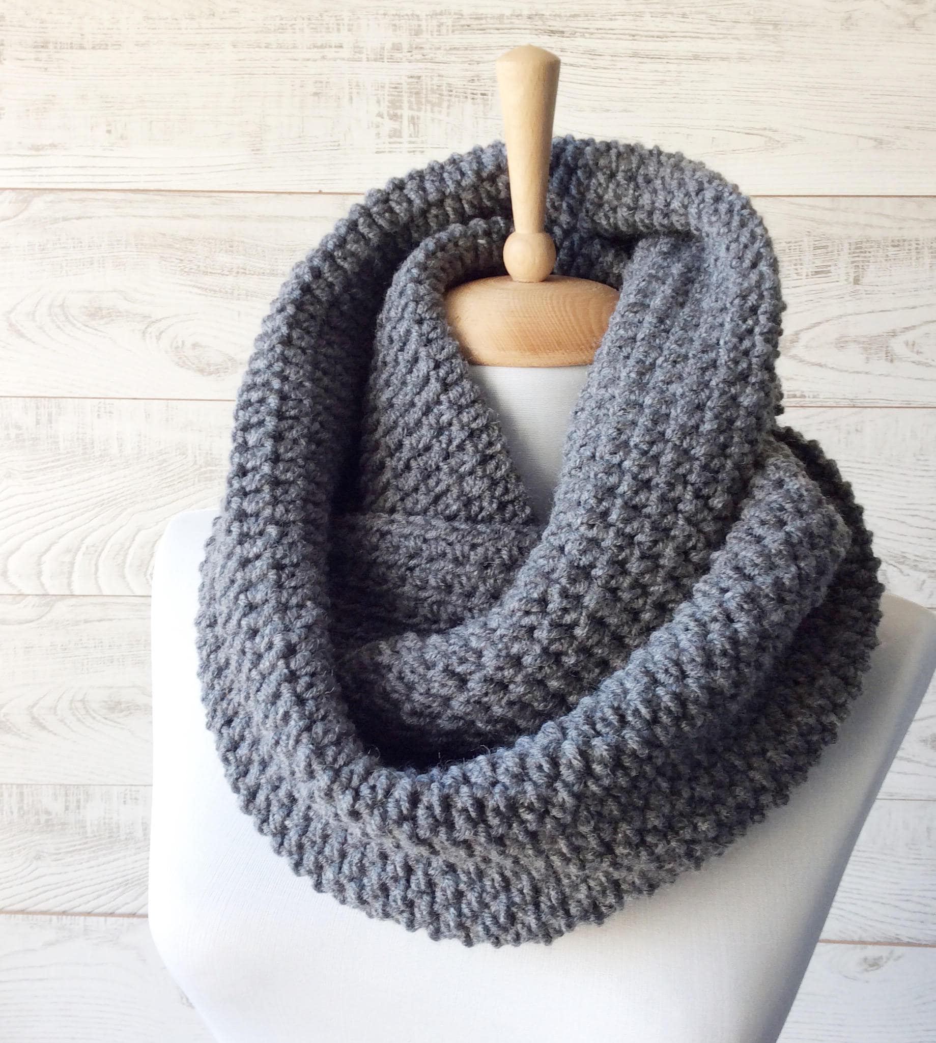 Gray Knit Infinity Scarf Wool Scarf Chunky Knit Scarf Circle Winter ...