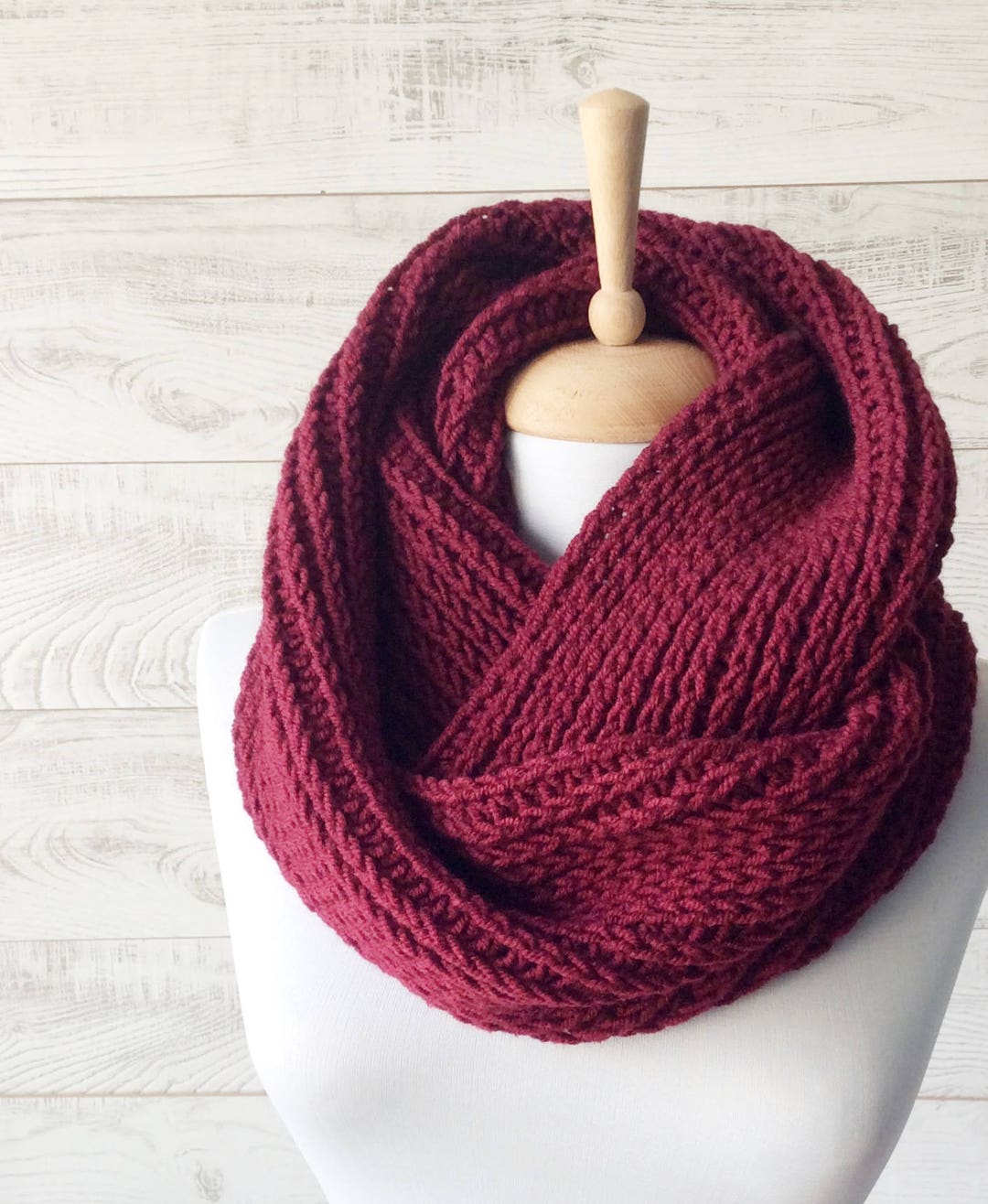 Buy Wool Scarf Maroon Winter Scarf, Infinity Scarf, Women Scarf, Handknit  Scarves, Mens Scarf, Scarf Online in India