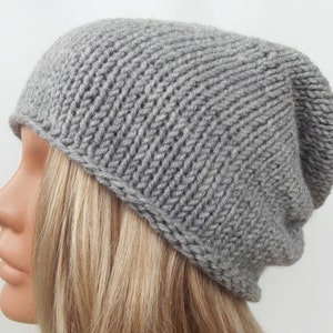 Knit hat, womens hat, slouch hat, knit slouchy hat, knit beret, pompom hat, chunky knit hat, knit slouchy hat beret
