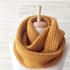 Mustard Knit Infinity Scarf Wool Scarf Chunky Knit Scarf Circle Winter ...