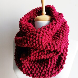 Deep Red Handknit Scarf Women Scarves Winter Fashion Mens Scarf Infinity Scarf Wool Scarves Women Scarf Men&#39;s Scarf Handmade Scarves
