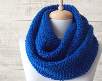 Blue knit scarf knit cowl infinity scarf spring scarf chunky scarf women scarf men scarf grey scarf handknit