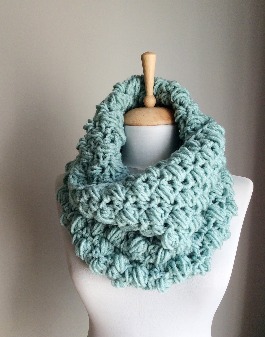 Handknit Wool Cowl Scarf: Aqua Knit Infinity Scarf - Etsy