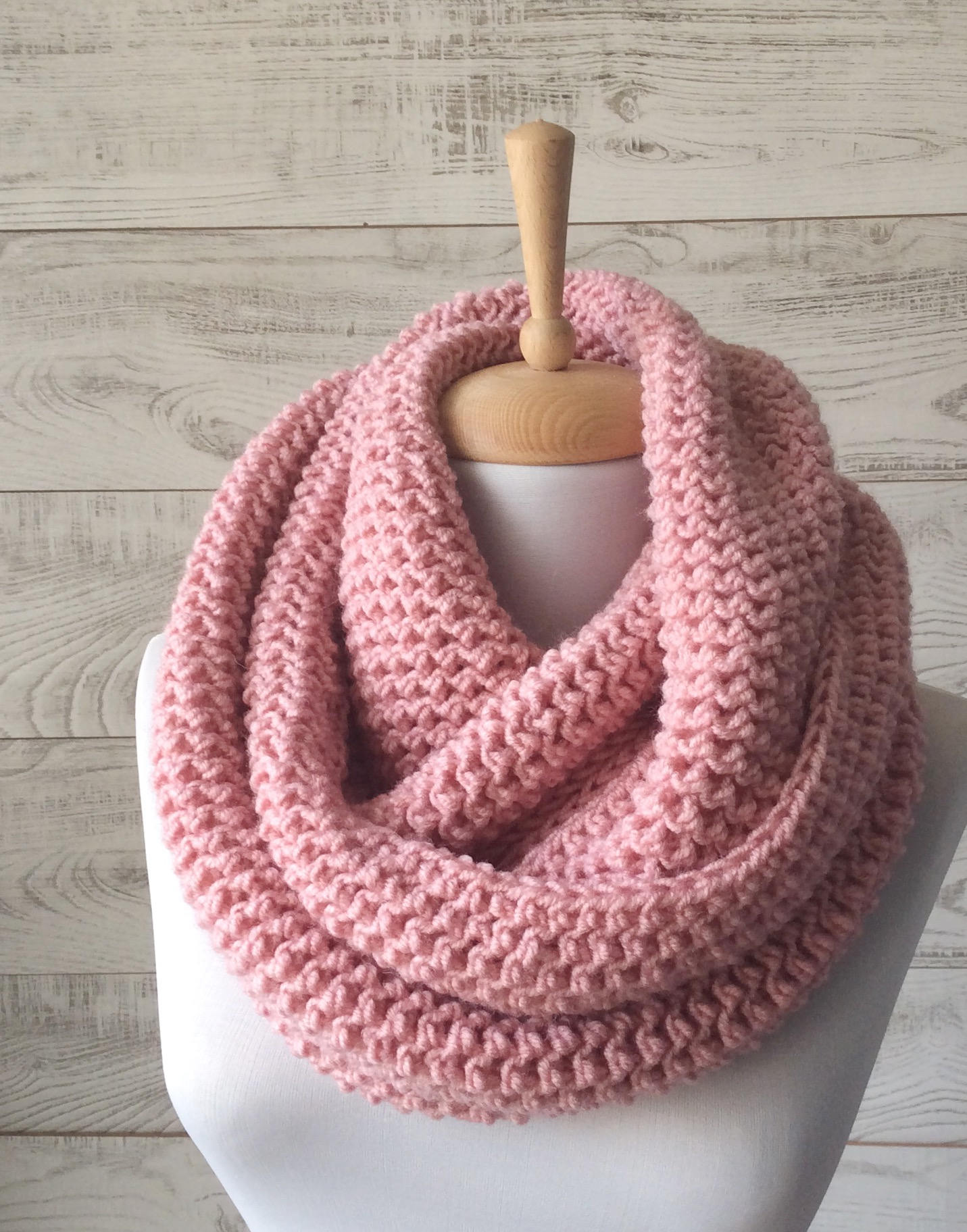 Chunky Knit Scarf Pink Seed Stich Scarf Knit Infinity Scarf Etsy UK