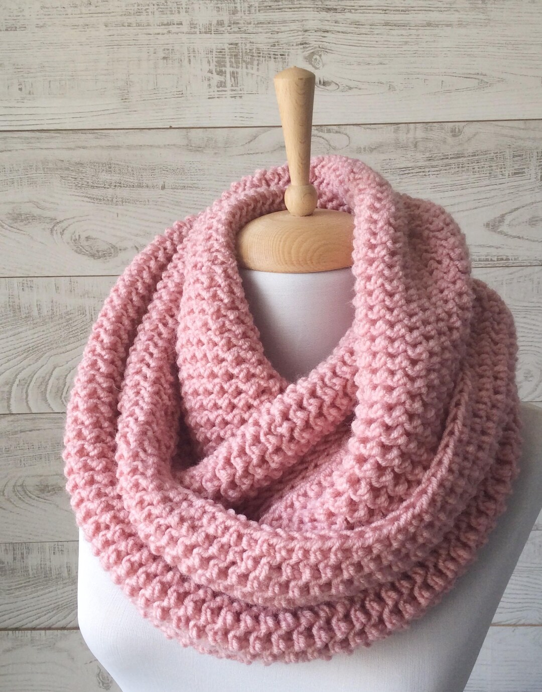 Chunky Knit Scarf Pink Seed Stich Scarf Knit Infinity Scarf