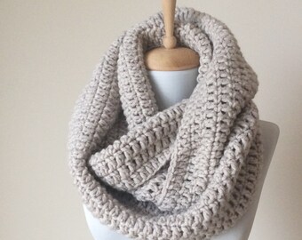 Chunky Knit Infinity Scarf: Soft Wool Handknit Winter Scarf