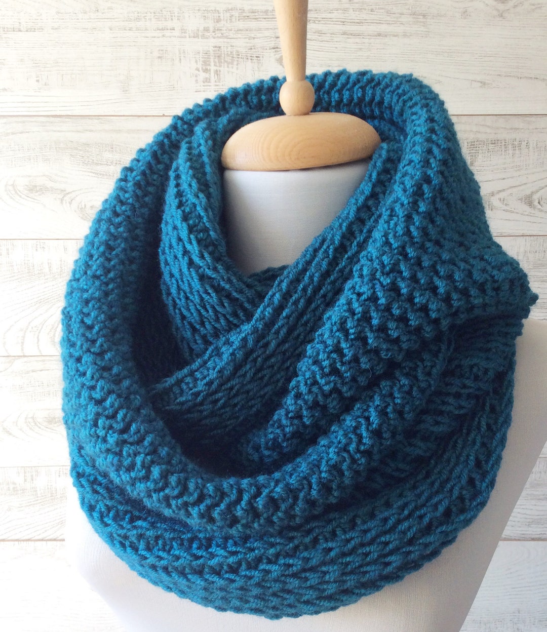 Infinity Winter Chunky Teal Scarf Knit Scarf Wool Infinity Scarf Mens ...
