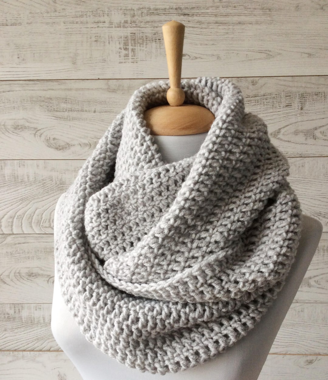 Handknit Grey Wool Infinity Scarf: Unisex Knit Scarf - Etsy