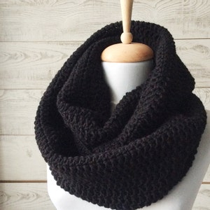 Black scarf, knit scarf, mens scarf, winter scarf, infinity scarf, wool scarf, black infinity scarf