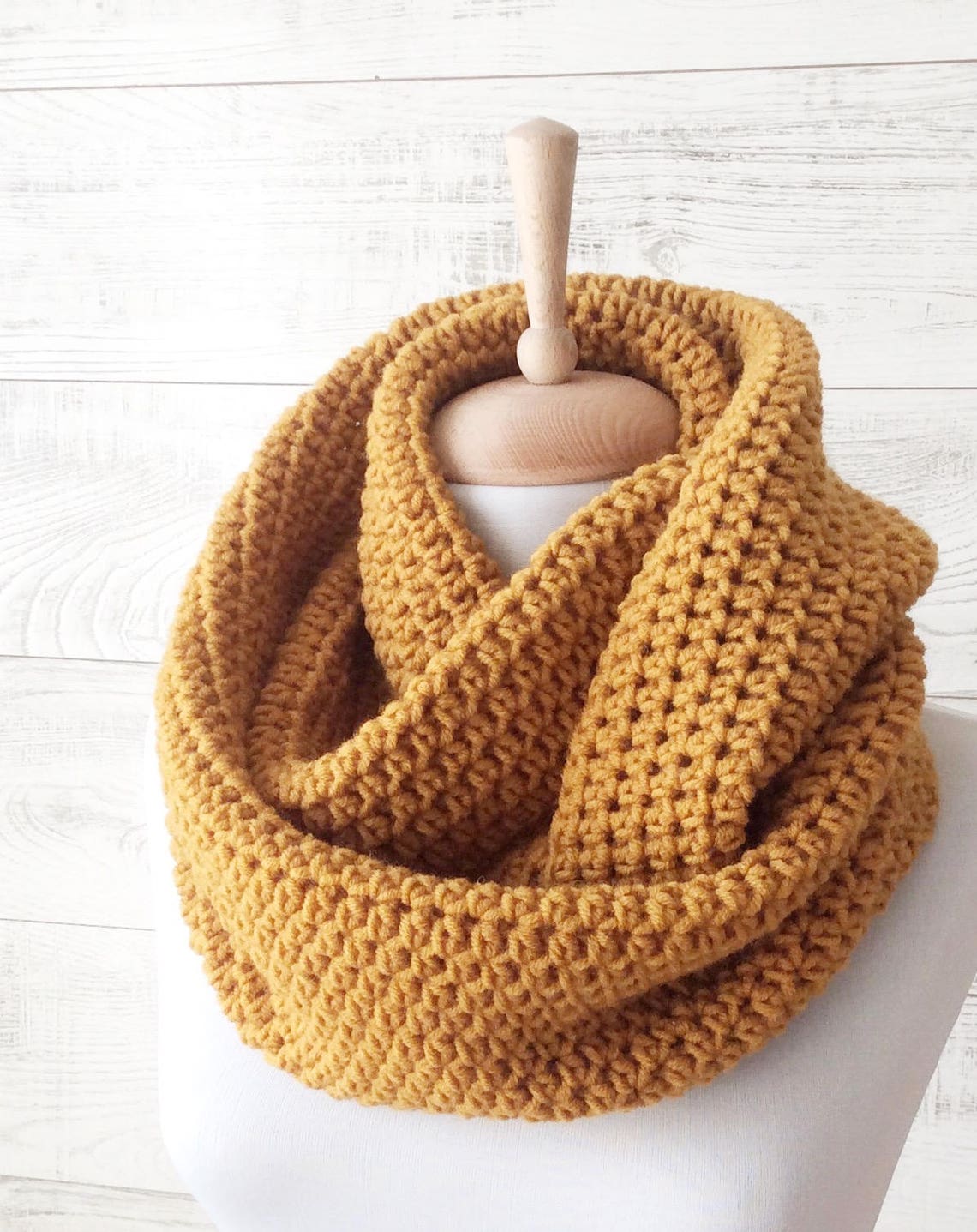 Mustard Knit Infinity Scarf Wool Scarf Chunky Knit Scarf Circle Winter ...