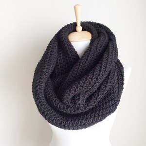 Black Scarf, Men Infinity Scarf, Knit Wool Scarf / Many Colors