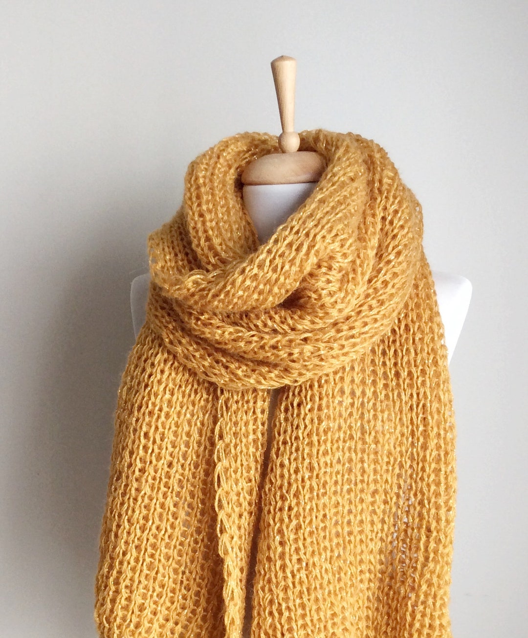 Handknit Angora Wool Infinity Scarf: Oversized Mohair Knit - Etsy