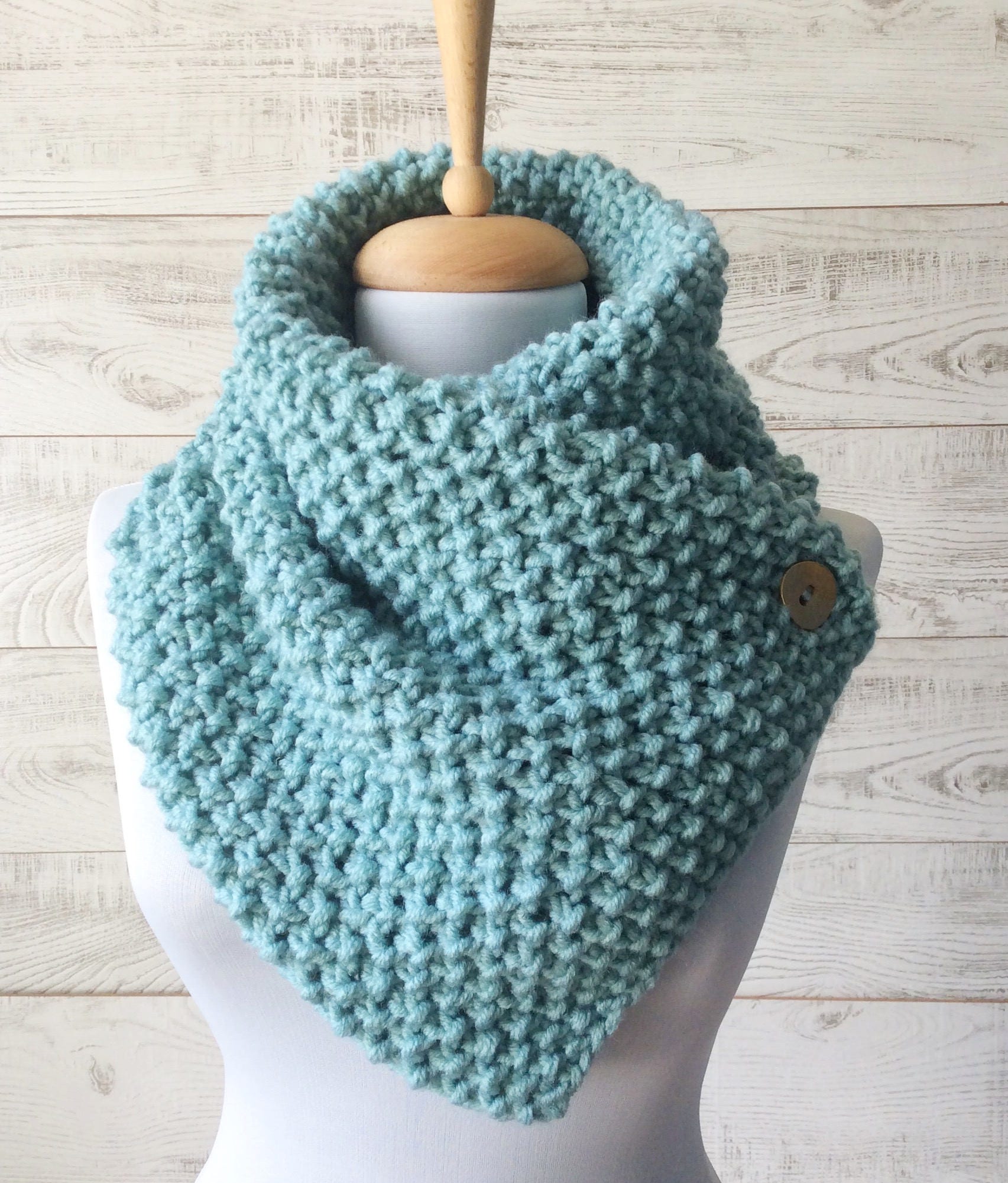 Chunky Knit Infinity Scarf Boston Cowl Button Knit Scarf - Etsy