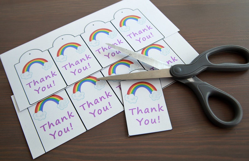 printable rainbow thank you tags rainbow party favor tag