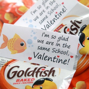 Printable School Fish Valentine&#39;s Day Tag - Printable Favor - Instant Download - Digital PDF - Valentine&#39;s Day Goodie Bag - Treat Bag