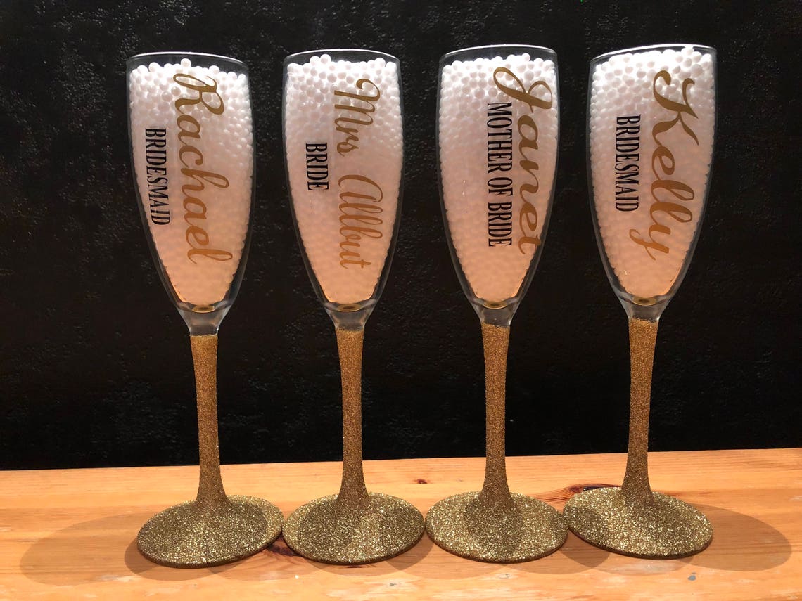 Bridesmaid champagne flutes bride flute mother of the bride. Etsy