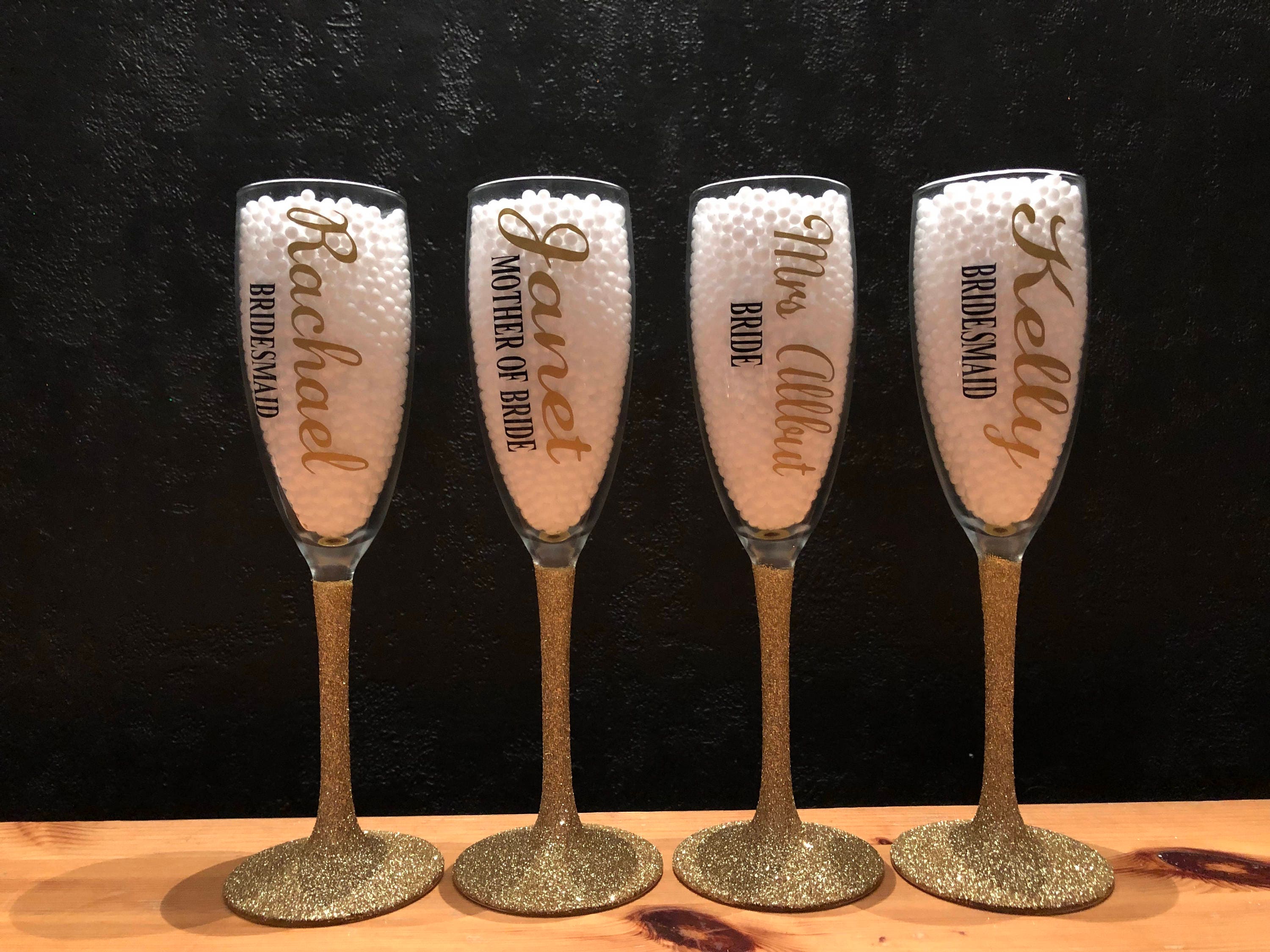 Bridesmaid champagne flutes bride flute mother of the bride. Etsy