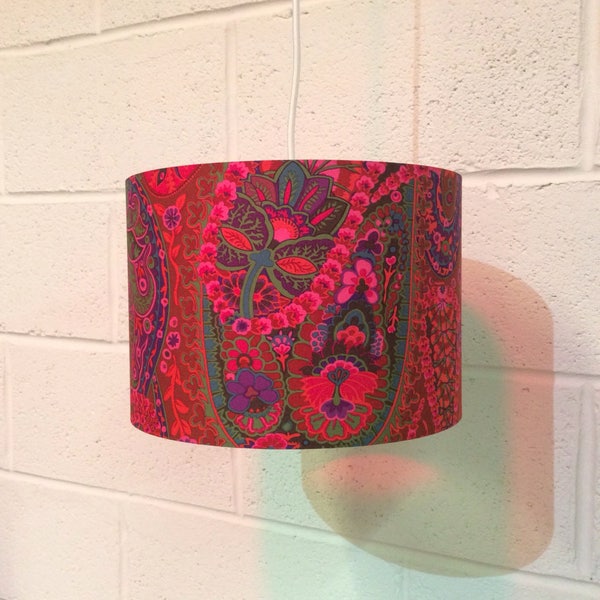 Beautifully handmade drum lampshade in Kaffe Fassett 'Paisley Jungle' fabric