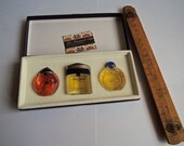 perfume Les Cabochons Saphirs  by Boucheron  Probably 1980's 1990'  3 little bottles  glass, in a box gift good condition