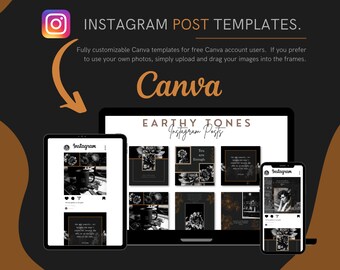 Instagram Posts INSTANT DOWNLOAD Canva Template Black and | Etsy