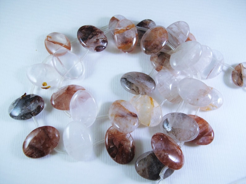 Natural Hematoid Quartz Oval Beads. 18x25mm Four Pieces Etsy