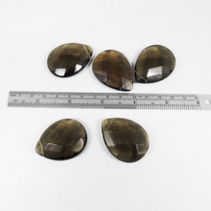 On Sale!!! Smoky Quartz Pendant, Faceted teardrop beads 30x40mm, Smoky quartz large teardrop beads.