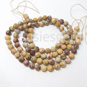 Crazy lace agate faceted round beads 8mm, Mexican Crazy lace agate, Full strand 16'' image 2