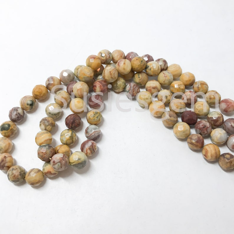 Crazy lace agate faceted round beads 8mm, Mexican Crazy lace agate, Full strand 16'' image 4